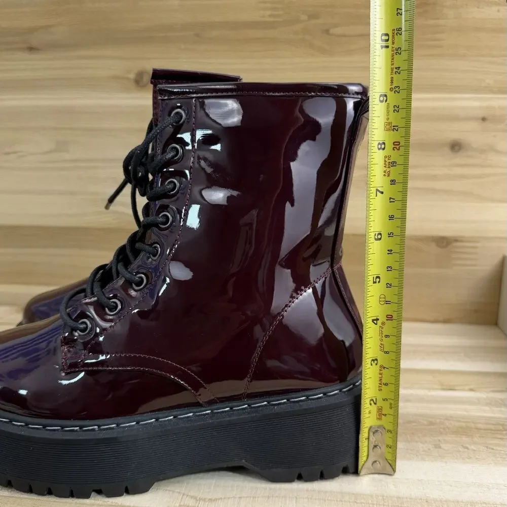 Forever Lace-Up Combat Moto Ankle Boots Booties Low Block Heel Wo’s Size 9